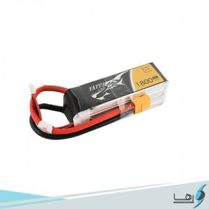 تصویری از نمای بالای باتری لیتیوم پلیمر 3 سل Gens Ace 1800mAh 45Cهمراه سیم های کانکتور متصل به باتری به رنگهای قرمز و مشکی