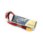 تصویری از نمای بالا باتری لیتیوم پلیمر 3 سل Gens Ace 1800mAh 45C همراه سیم های کانکتور متصل به باتری به رنگهای قرمز و مشکی
